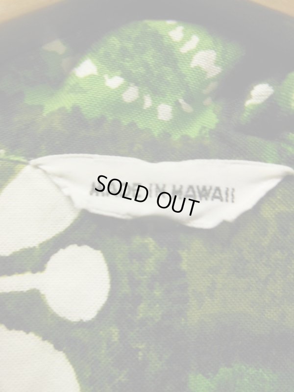 画像3: 50S60S 米国ハワイ製 ビンテージ MADE IN HAWAII 緑 コットン ハワイアン アロハシャツ/L US古着 