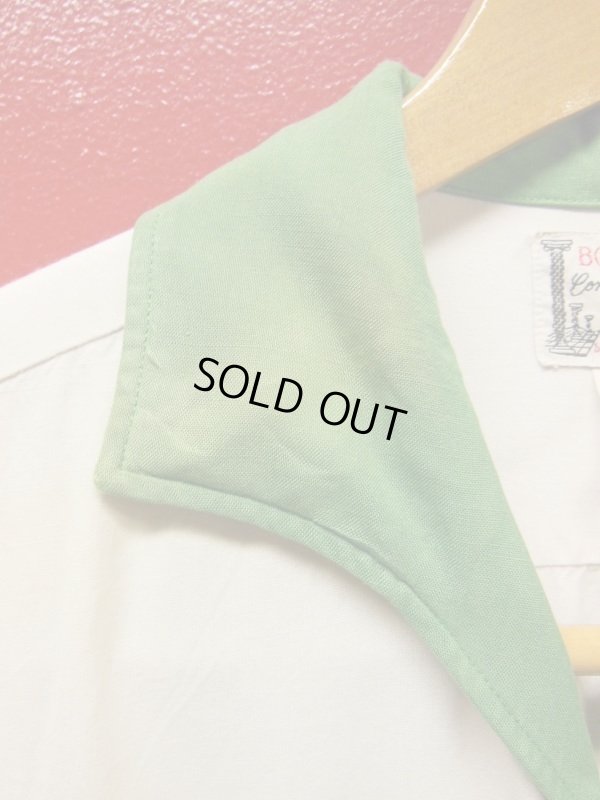 画像11: 1950'S BOLORINO EMBROIDERED TWO TONE RAYON BOWLING SHIRT SZ/M 