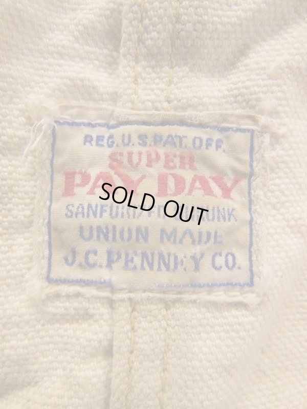 画像14: 1940'S USED SUPER PAY DAY UNBREACHED CANVAS OVERALLS Ｗ/TOOL APRON 44X30