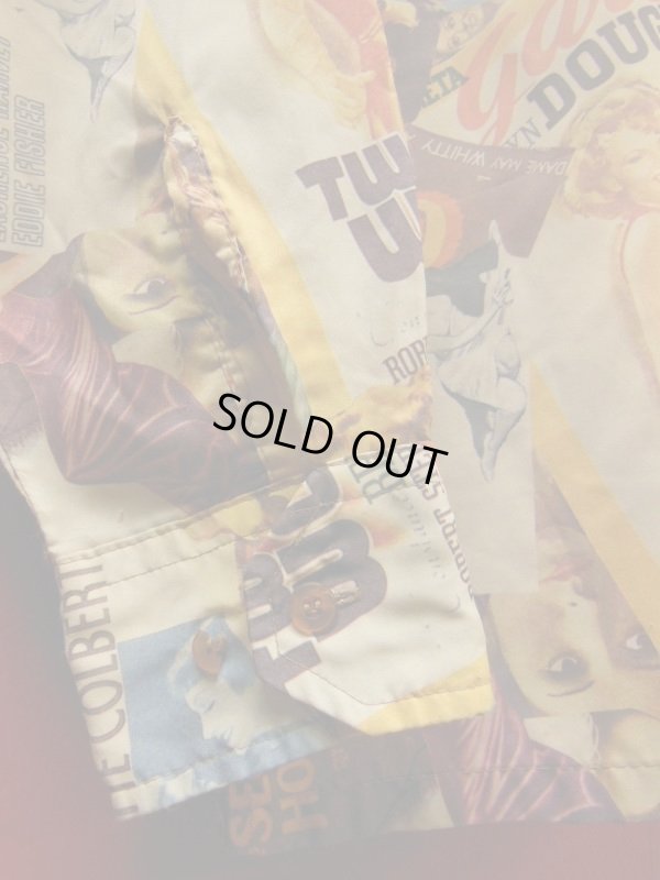 画像5: 70S ビンテージ HOLLYWOOD ハリウッドスターズ ピクチャープリント ポリシャツ/Mサイズ