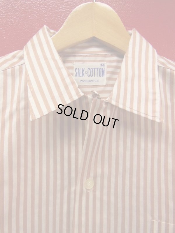 画像3: 1950'S SILK & COTTON STRIPE OPEN COLAR BOX SHIRT SZ/M