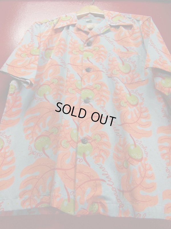 画像18: 1940'S〜 SURFRIDERS SPORTWEAR TROPICALFRUITS BORDER PRINTED HAWAIIAN SHIRT
