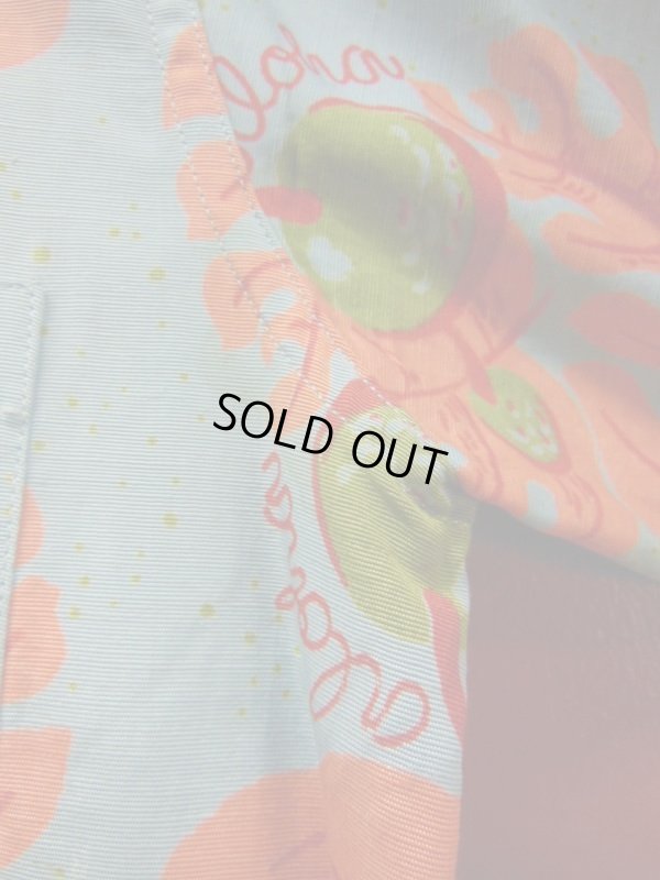 画像11: 1940'S〜 SURFRIDERS SPORTWEAR TROPICALFRUITS BORDER PRINTED HAWAIIAN SHIRT
