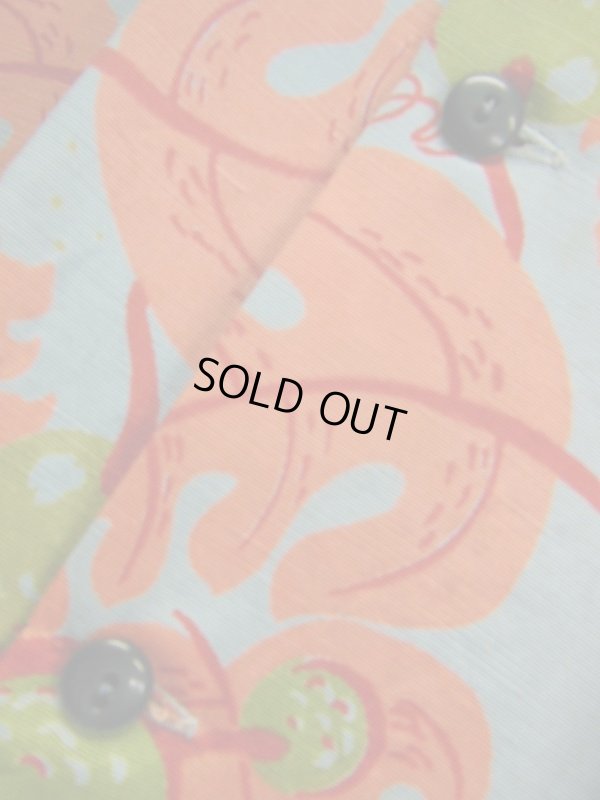 画像14: 1940'S〜 SURFRIDERS SPORTWEAR TROPICALFRUITS BORDER PRINTED HAWAIIAN SHIRT