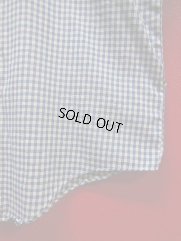 画像8: 70S80S ビンテージ BRONCO 青X白ギンガムチェック パーマネントプレス シャツ/M US古着