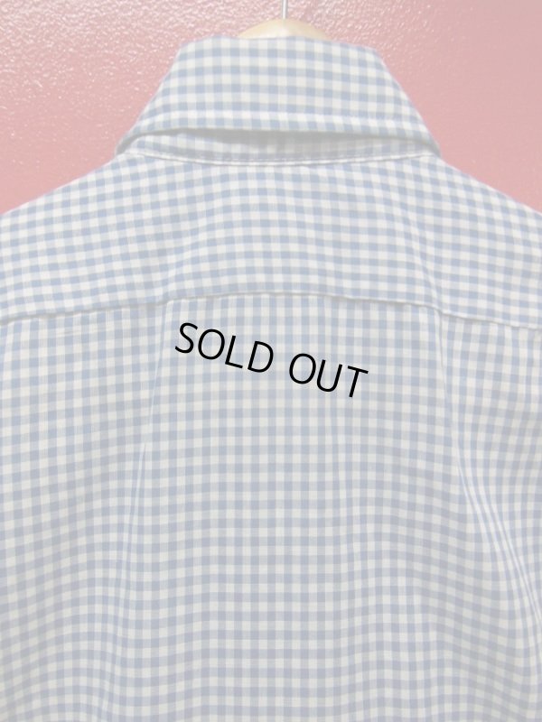 画像4: 70S80S ビンテージ BRONCO 青X白ギンガムチェック パーマネントプレス シャツ/M US古着