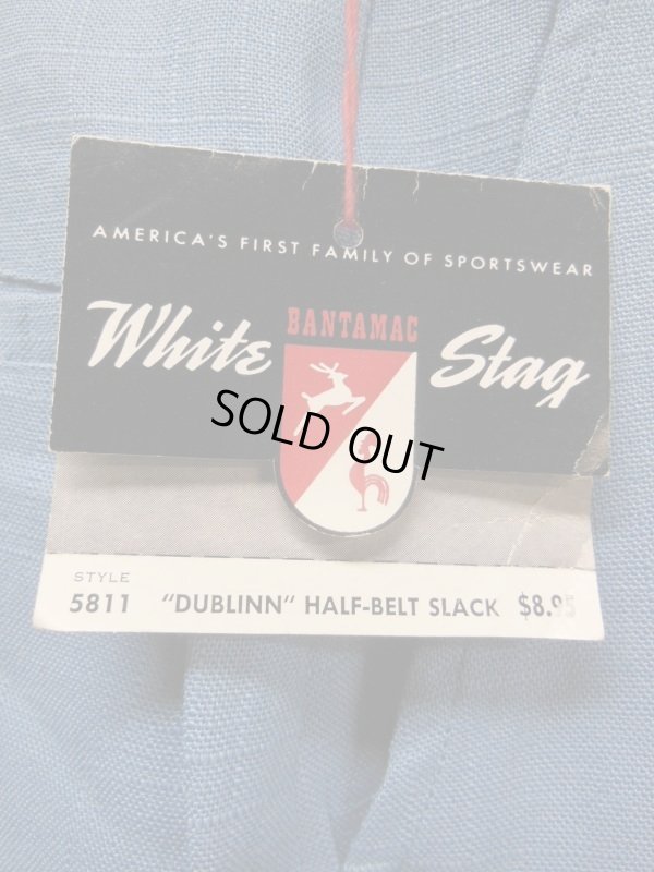 画像11: 1950'S DEADSTOCK WHITE STAG SAX BLUE FLECK WEAVE RAYON LINEN SLACKS W30 X L27