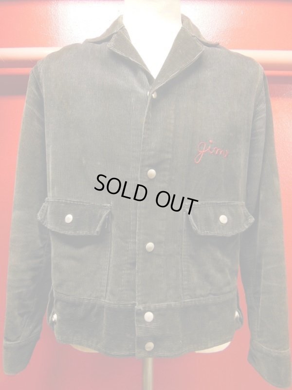 画像10: 1930'S EMBROIDERED BLACK CORDUROY A-1 SPORTS JACKET