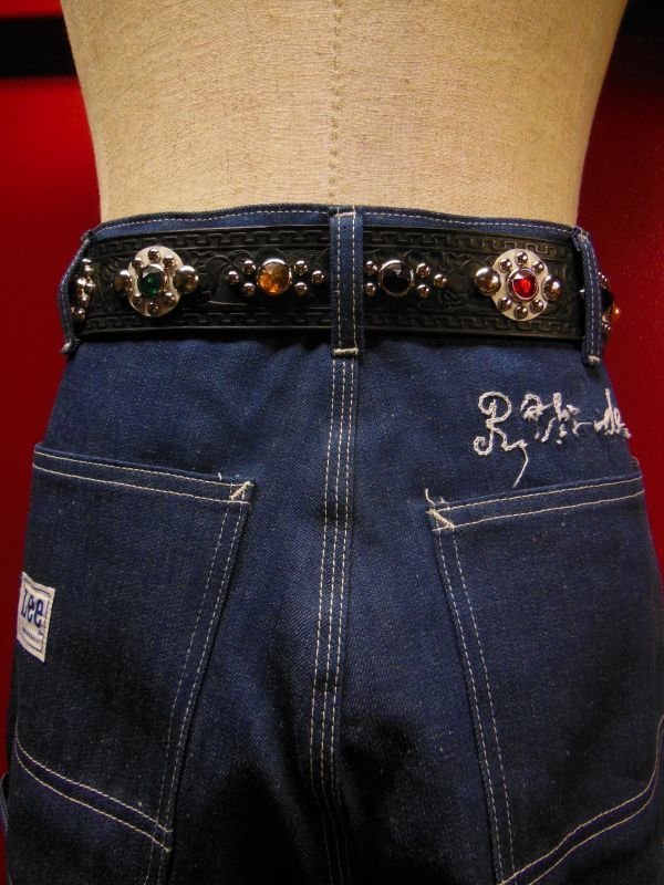 画像6: RAWHIDE STUDDED & JEWELED BELT LOT-112/ 1-3/4"[44MM] 