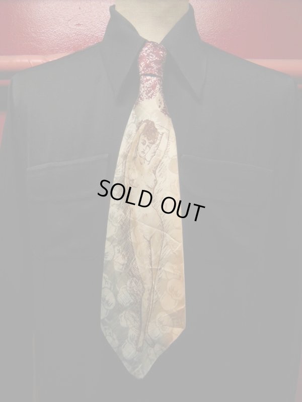 画像9: 1940'S HAND PAINTED PIN-UP LADY  RAYON CRAVAT NECKTIE