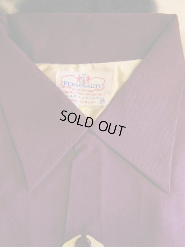 画像4: 1950'S DEADSTOCK PERSONALITY BURGUNDY RAYON GABERDINE SHIRT SZ/MEDIUM