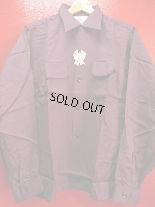 画像3: 1950'S DEADSTOCK PERSONALITY BURGUNDY RAYON GABERDINE SHIRT SZ/MEDIUM