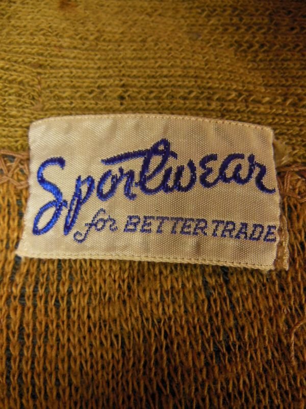 画像4: 1940'S DEADSTOCK SPORTWEAR TWO TONE PANEL COTTON KNIT CARDIGAN