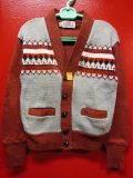 1950'S DEADSTOCK CAMPUS COTTON KNIT CARDIGAN/SIZE30/WINE