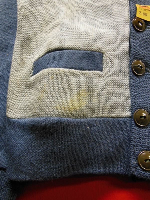 画像4: 1950'S DEADSTOCK CAMPUS COTTON KNIT CARDIGAN/SIZE30/S,BLUE