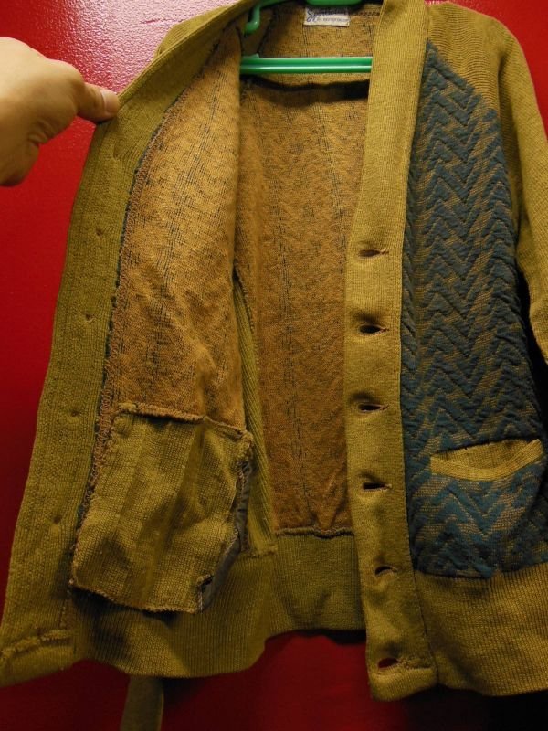 画像8: 1940'S DEADSTOCK SPORTWEAR TWO TONE PANEL COTTON KNIT CARDIGAN