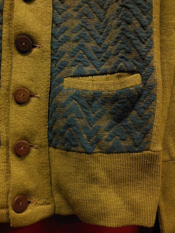 画像6: 1940'S DEADSTOCK SPORTWEAR TWO TONE PANEL COTTON KNIT CARDIGAN