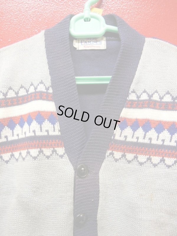 画像3: 1950'S DEADSTOCK CAMPUS COTTON KNIT CARDIGAN/SIZE32/NAVY