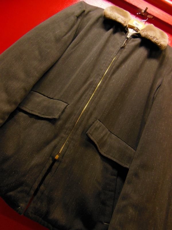 画像5: 1950'S SEARS FRATANITY PREP FLECK DARK BROWN GABERDINE WINTER COAT SZ/S
