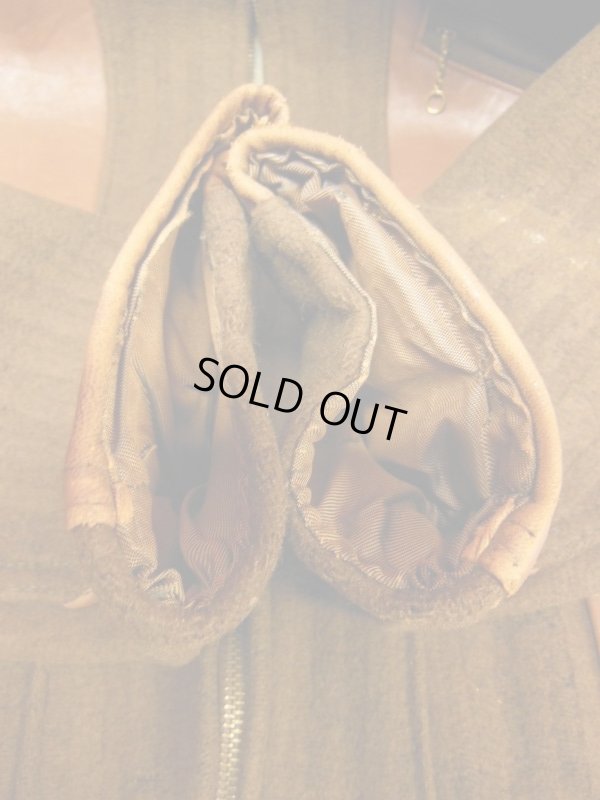 画像20: 1940'S UNKNOWN WOOL X LEATHER TWO TONE PANEL SPORTS JACKET