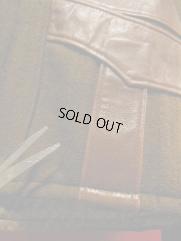 画像15: 1940'S UNKNOWN WOOL X LEATHER TWO TONE PANEL SPORTS JACKET