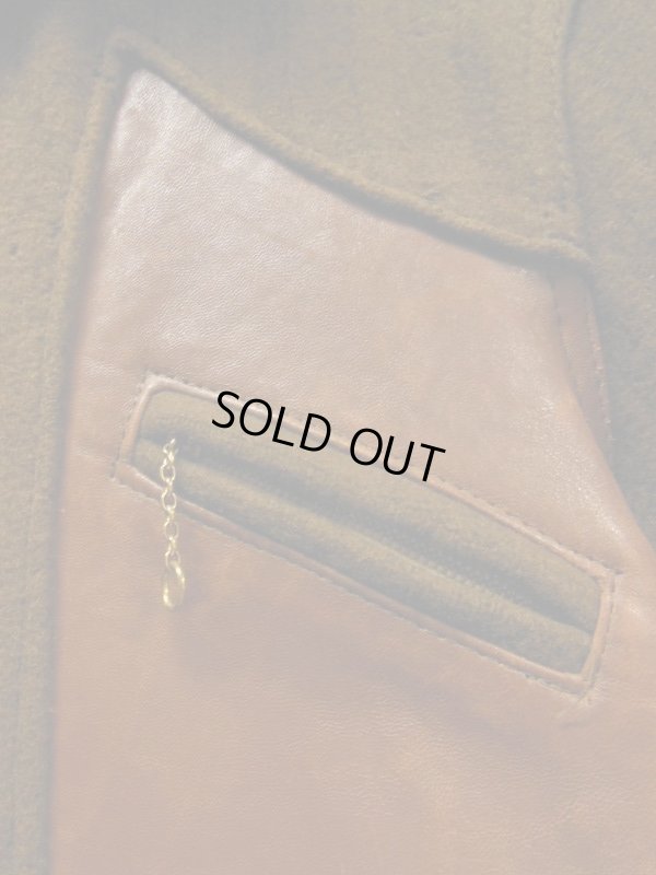 画像8: 1940'S UNKNOWN WOOL X LEATHER TWO TONE PANEL SPORTS JACKET