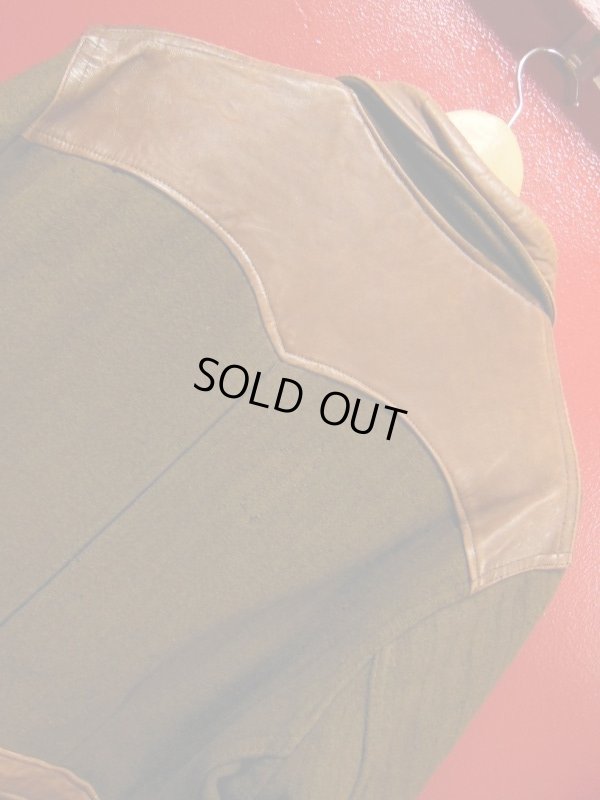 画像5: 1940'S UNKNOWN WOOL X LEATHER TWO TONE PANEL SPORTS JACKET