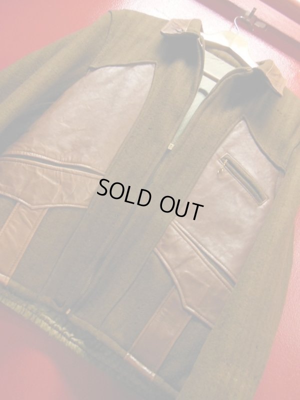 画像6: 1940'S UNKNOWN WOOL X LEATHER TWO TONE PANEL SPORTS JACKET