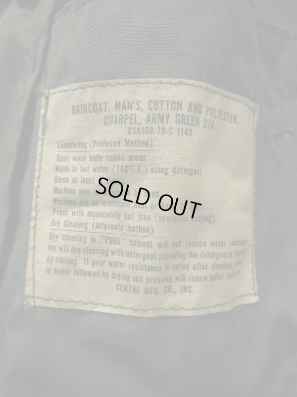 画像10: 1976'S DEADSTOCK RAINCOAT, MAN'S, COTTON AND POLYESTER, QUARPEL, ARMY GREEN 274/SZ-34S
