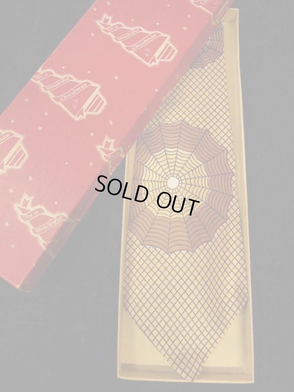 画像3: 1940'S~ PENNLEIGH SPIDERWEB PRINTED RAYON CRAVAT NECKTIE