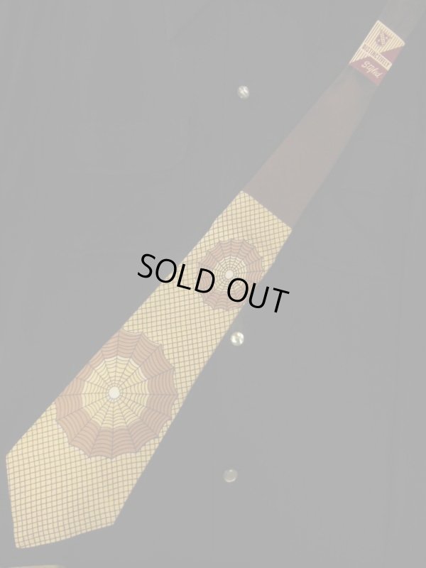 画像10: 1940'S~ PENNLEIGH SPIDERWEB PRINTED RAYON CRAVAT NECKTIE