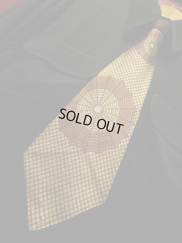 画像13: 1940'S~ PENNLEIGH SPIDERWEB PRINTED RAYON CRAVAT NECKTIE