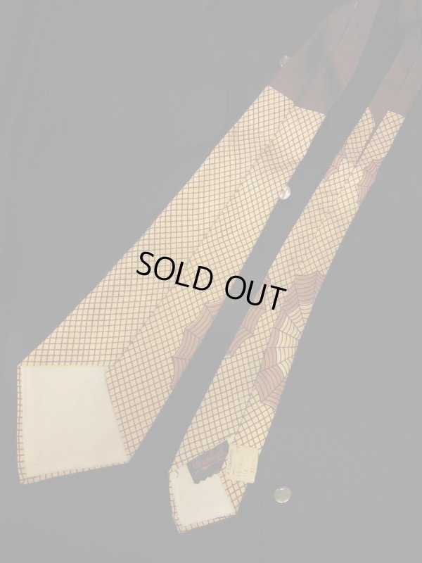 画像7: 1940'S~ PENNLEIGH SPIDERWEB PRINTED RAYON CRAVAT NECKTIE