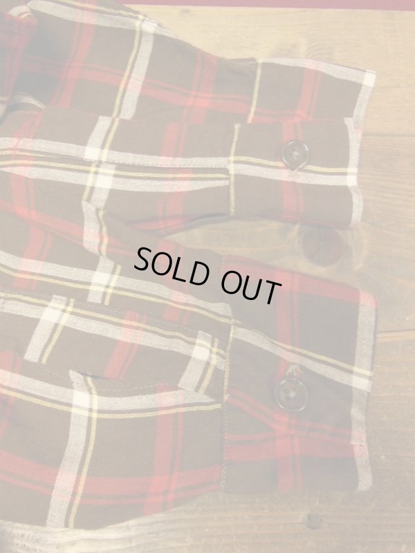 画像12: 1950'S DON JUAN BROWN PLAID RAYON SHIRT SZ/M