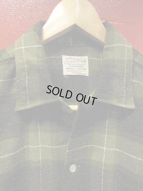画像3: 〜1960'S BRENT BLACK X OLIVE GREEN PLAID WOOL BOX SHIRT SZ/MEDIUM
