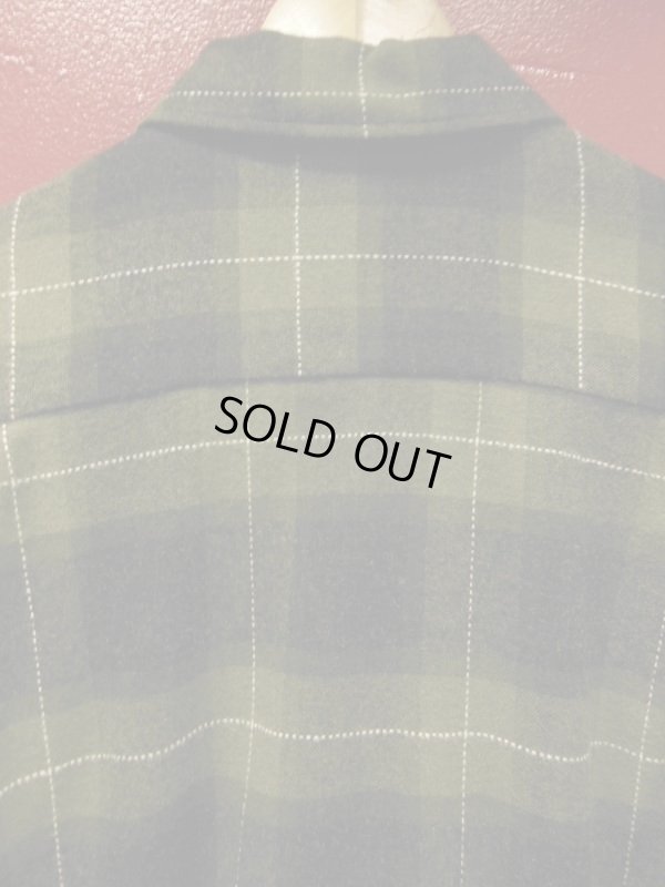 画像5: 〜1960'S BRENT BLACK X OLIVE GREEN PLAID WOOL BOX SHIRT SZ/MEDIUM