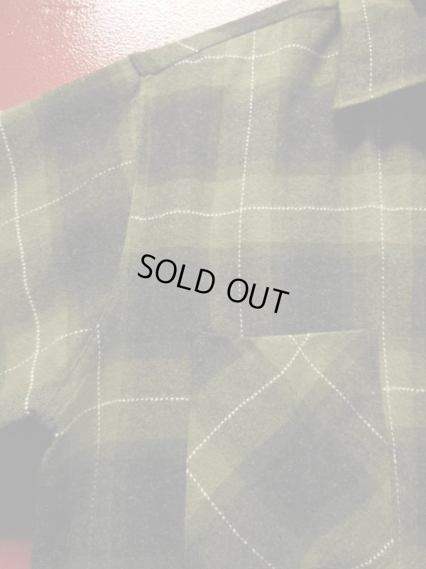 画像7: 〜1960'S BRENT BLACK X OLIVE GREEN PLAID WOOL BOX SHIRT SZ/MEDIUM