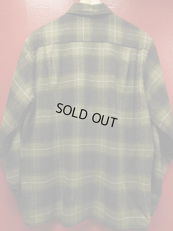 画像6: 〜1960'S BRENT BLACK X OLIVE GREEN PLAID WOOL BOX SHIRT SZ/MEDIUM