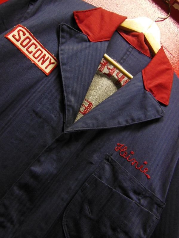 画像9: 1930'S〜 DEAD SOCONY MOBIL OIL TWO TONE  HBT SHOP COAT SZ/40