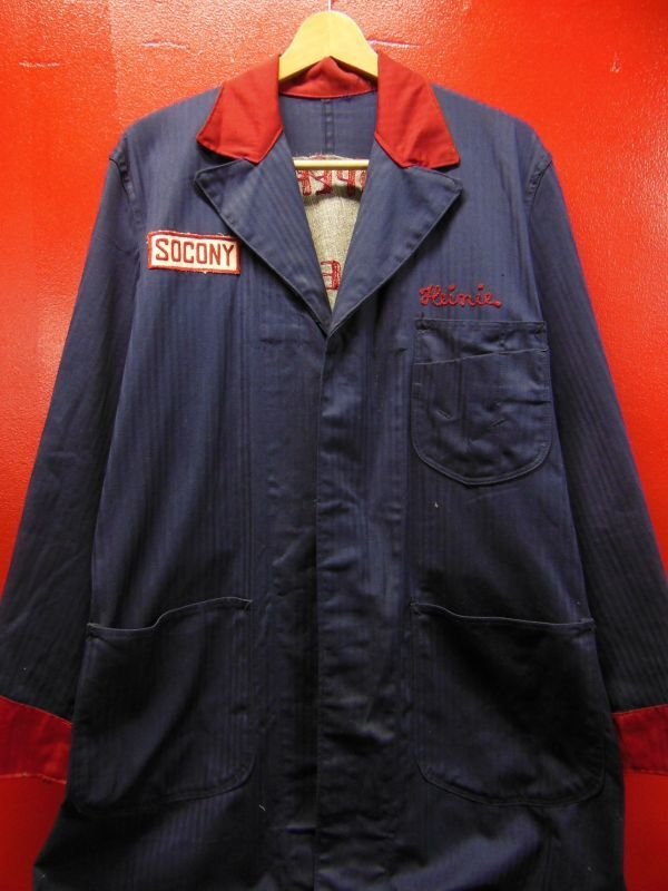 画像8: 1930'S〜 DEAD SOCONY MOBIL OIL TWO TONE  HBT SHOP COAT SZ/40