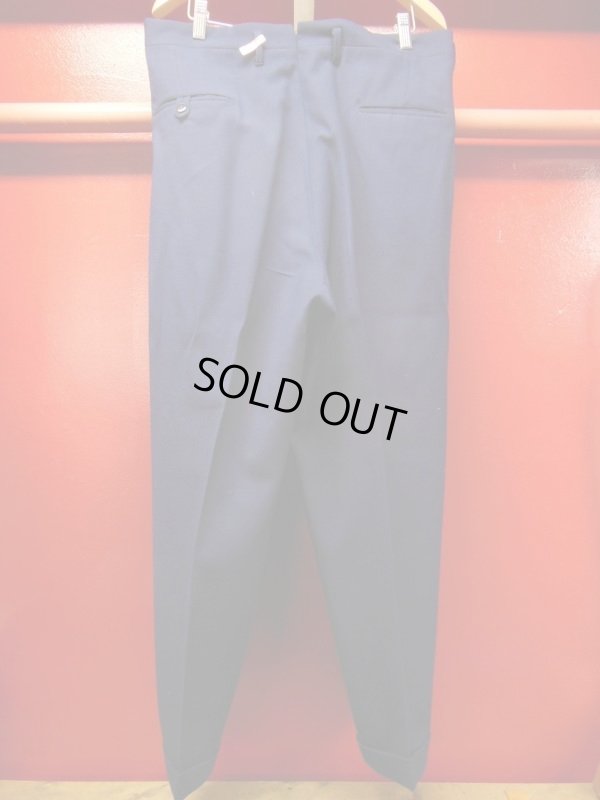 画像3: 1950'S UNKNOWN NAVY WOOL GABERDINE SLACKS 36X30