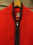 画像3: 1950'S〜 WESTWOOD RED X BLACK SHAWL COLLAR HALF ZIP WOOL SWEATER SIZE/L