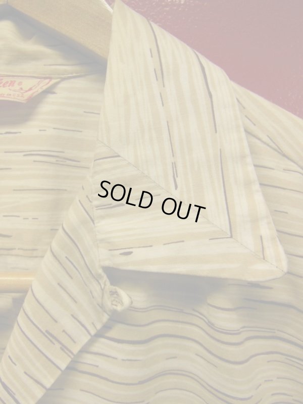 画像8: 1950'S JANTZEN GRADATION BORDER PRINTED COTTON SHIRT SZ/M