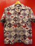 画像1: 1950'S SWIM MATES ABSTRACT ATOMIC PRINT COTTON SHIRT SZ/M (1)