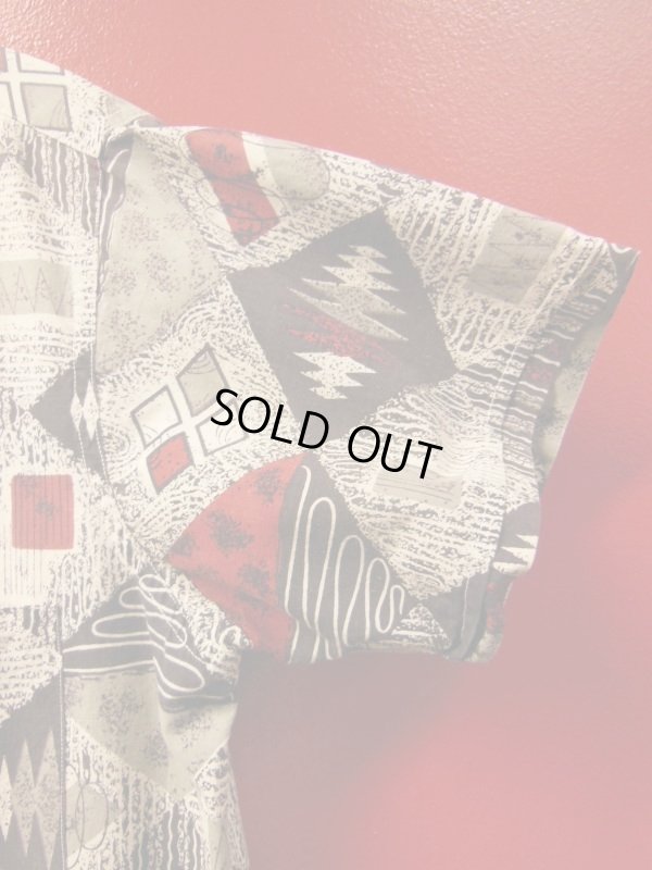 画像8: 1950'S SWIM MATES ABSTRACT ATOMIC PRINT COTTON SHIRT SZ/M