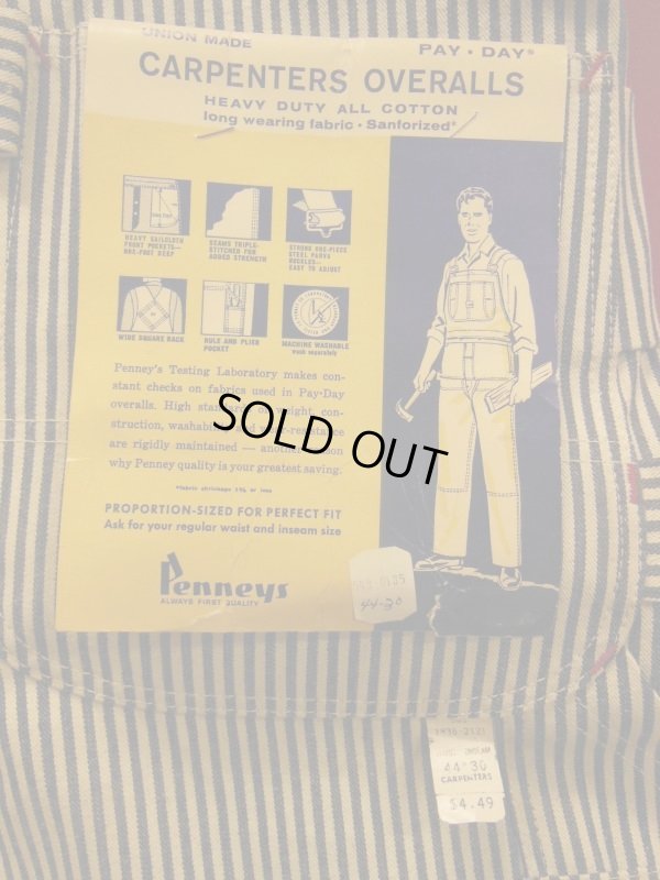 画像10: 1950'S DEADSTOCK PAYDAY EXTRA STRIPE CARPENTERS OVERALLS SZ/44X30