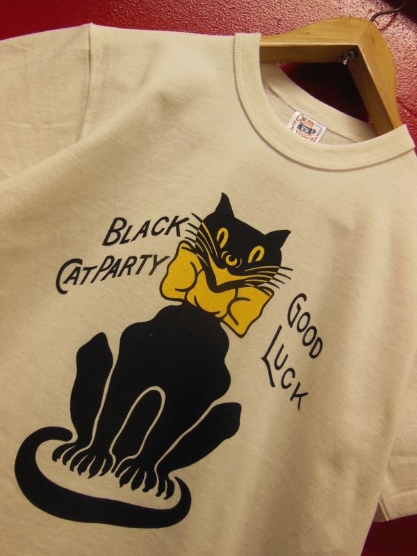 画像4: RAWHIDE "BLACK CAT" TEE SHIRT/6.2oz BODY/WHITE/BLACK