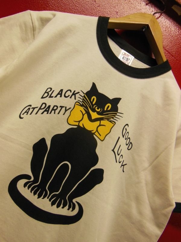 画像2: RAWHIDE "BLACK CAT" TEE SHIRT/6.2oz BODY/WHITE/BLACK