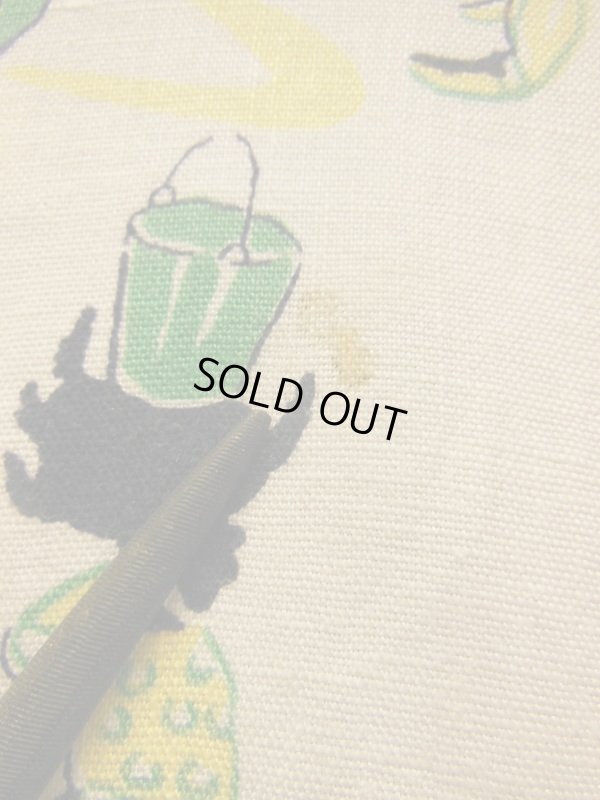 画像14: 1950'S  BLACK CARRIBIANS PRINT COTTON LINEN RAYON SHIRT/LADIES 