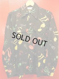 The GROOVIN HIGH A179 Vintage Atomic Style Box Shirt Musical Note/Black